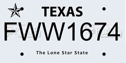 FWW1674 Texas License Plate
