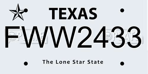 FWW2433 Texas License Plate