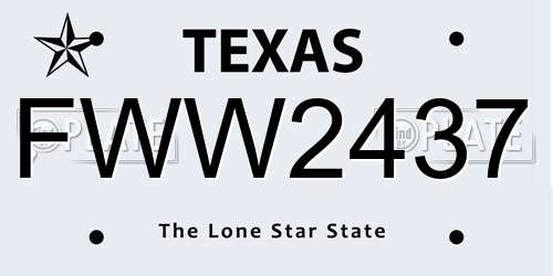 FWW2437 Texas License Plate