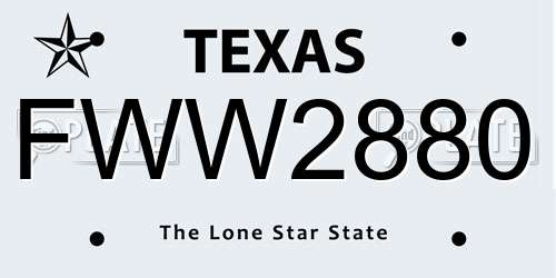 FWW2880 Texas License Plate