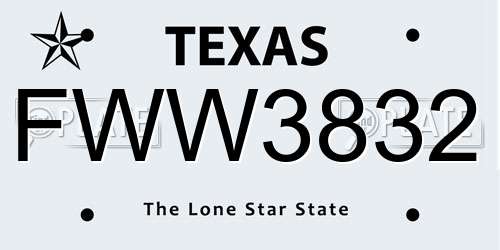 FWW3832 Texas License Plate