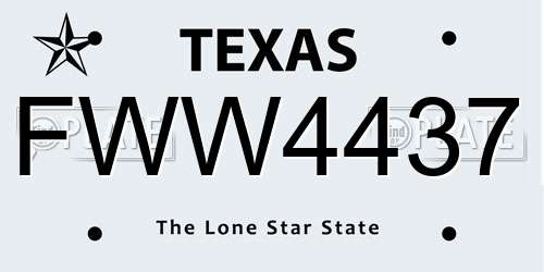 FWW4437 Texas License Plate