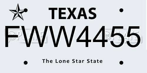 FWW4455 Texas License Plate
