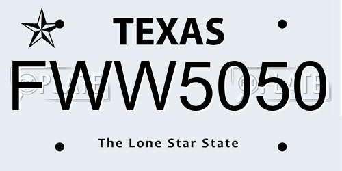 FWW5050 Texas License Plate