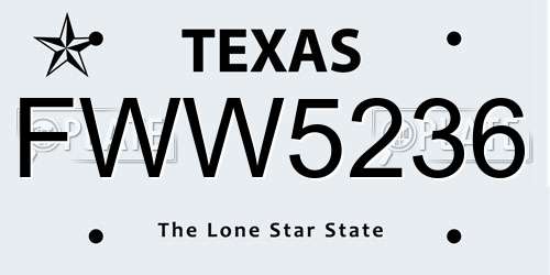 FWW5236 Texas License Plate