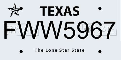 FWW5967 Texas License Plate