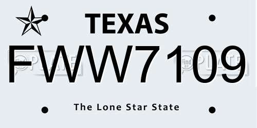FWW7109 Texas License Plate