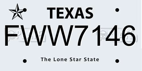 FWW7146 Texas License Plate