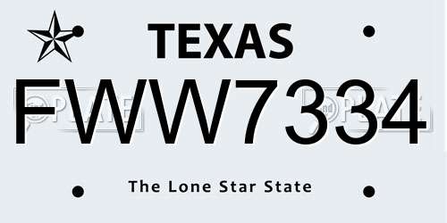 FWW7334 Texas License Plate