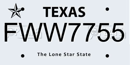 FWW7755 Texas License Plate