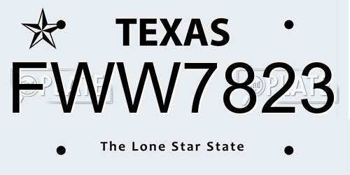 FWW7823 Texas License Plate
