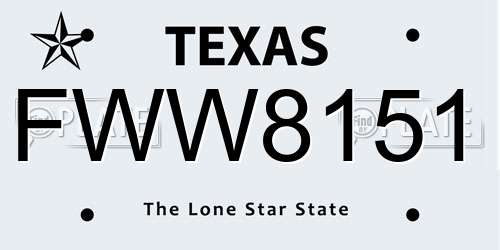 FWW8151 Texas License Plate
