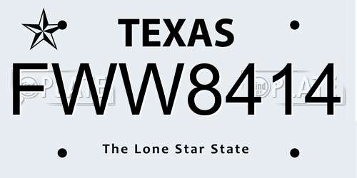 FWW8414 Texas License Plate