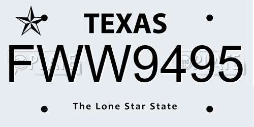 FWW9495 Texas License Plate