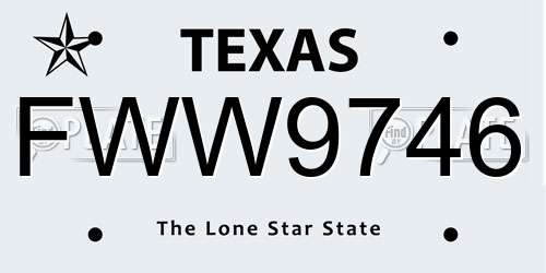 FWW9746 Texas License Plate