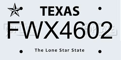 FWX4602 Texas License Plate