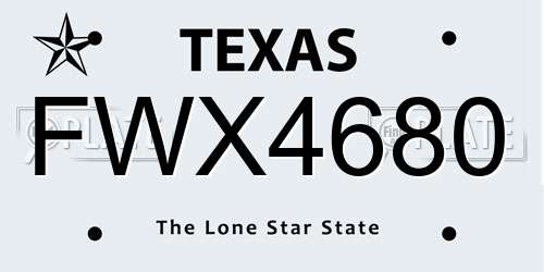 FWX4680 Texas License Plate