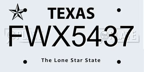 FWX5437 Texas License Plate