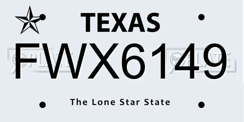 FWX6149 Texas License Plate