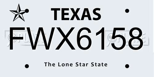 FWX6158 Texas License Plate