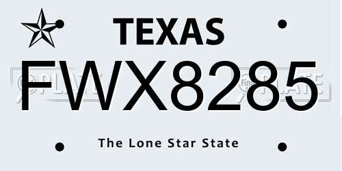 FWX8285 Texas License Plate