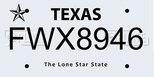 FWX8946 Texas License Plate