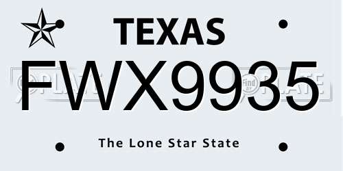 FWX9935 Texas License Plate