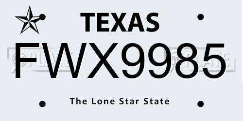 FWX9985 Texas License Plate