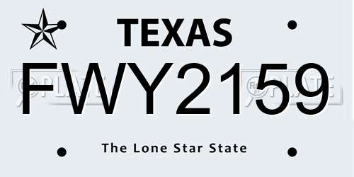 FWY2159 Texas License Plate