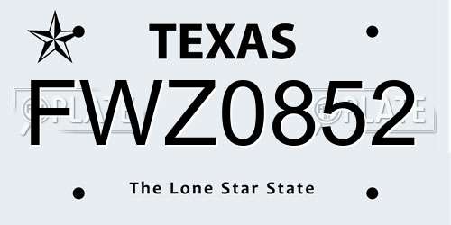 FWZ0852 Texas License Plate