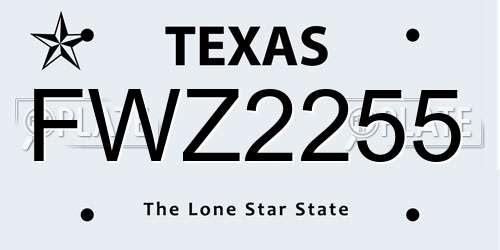 FWZ2255 Texas License Plate