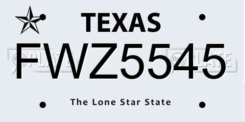 FWZ5545 Texas License Plate