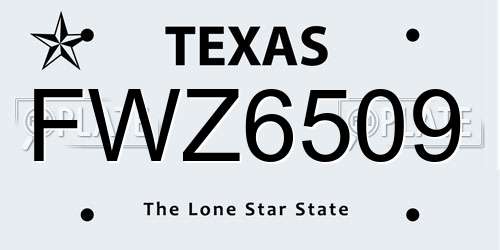 FWZ6509 Texas License Plate