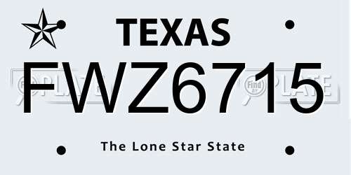 FWZ6715 Texas License Plate