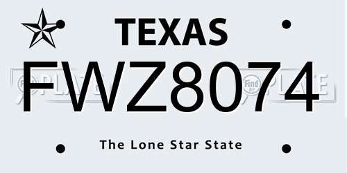 FWZ8074 Texas License Plate