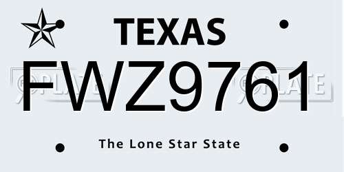 FWZ9761 Texas License Plate