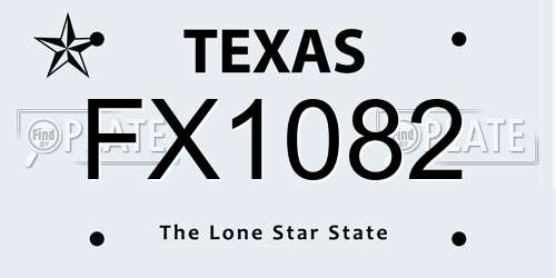 FX1082 Texas License Plate