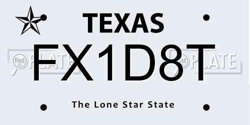 FX1D8T Texas License Plate