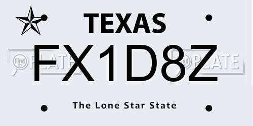 FX1D8Z Texas License Plate