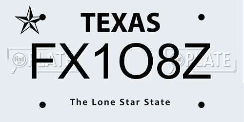 FX1O8Z Texas License Plate