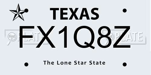 FX1Q8Z Texas License Plate