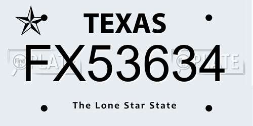 FX53634 Texas License Plate