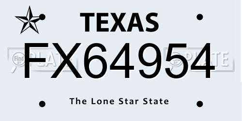FX64954 Texas License Plate