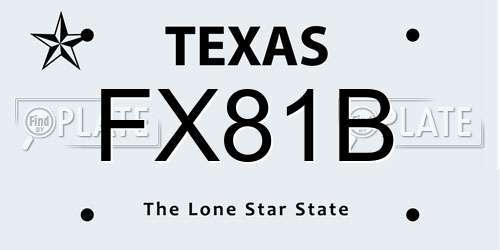 FX81B Texas License Plate