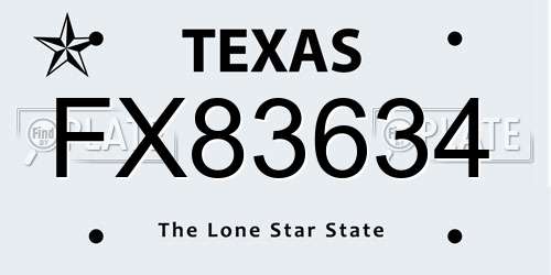 FX83634 Texas License Plate