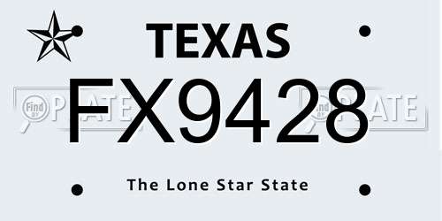 FX9428 Texas License Plate