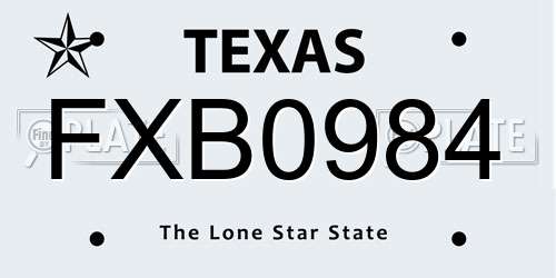 FXB0984 Texas License Plate