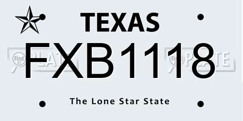 FXB1118 Texas License Plate
