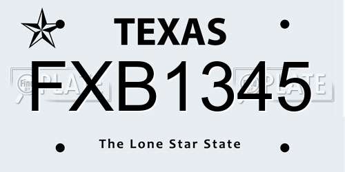 FXB1345 Texas License Plate