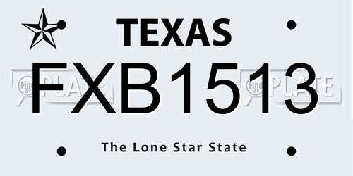 FXB1513 Texas License Plate